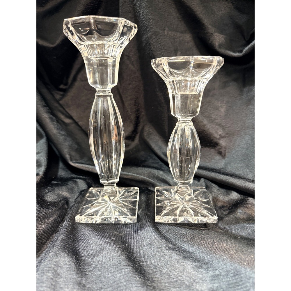 Royal Limited Hand cut Crystal‎ Czech Set of 2 Tiered Candlestick Holders (2610)